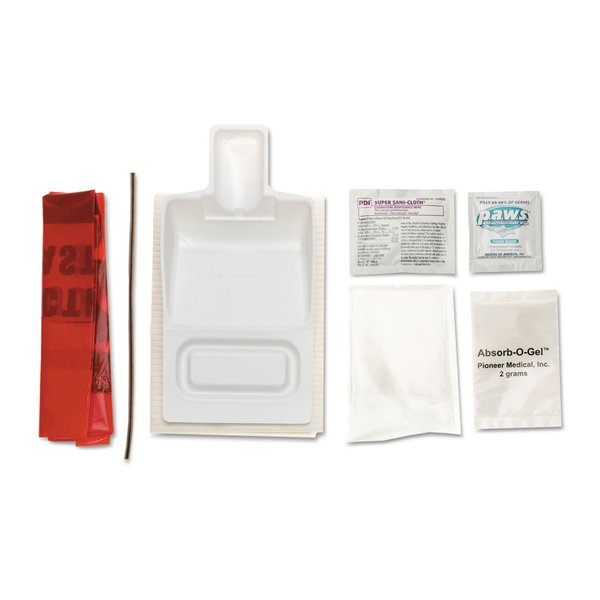 Medline Biohazard Fluid Clean-Up Kit, 10.3 x 1.6 x 10.5, 7 Pieces, Synthetic-Fabric Bag MPH17CE210